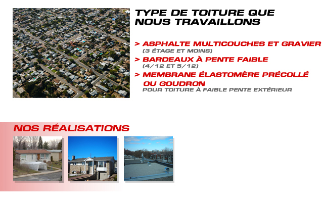 Type de toiture que nous travaillons